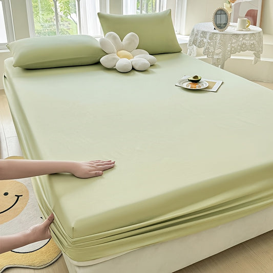 1 Easy Solid Color Bed Sheet, Without Pillowcases - Household Mattress Protector, Hotel Mattress Dust Cover, 360-Degree Full Coverage, Non-Slip, Made of Easy-Care Material, Comfortable And Durable, Suitable for All Seasons