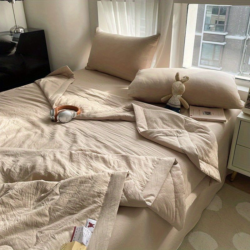 Luxury Lightweight Summer Quilt - Contemporary Solid Color with Piped Edges, Perfect for Air-Conditioning Naps, No Pillowcase Included