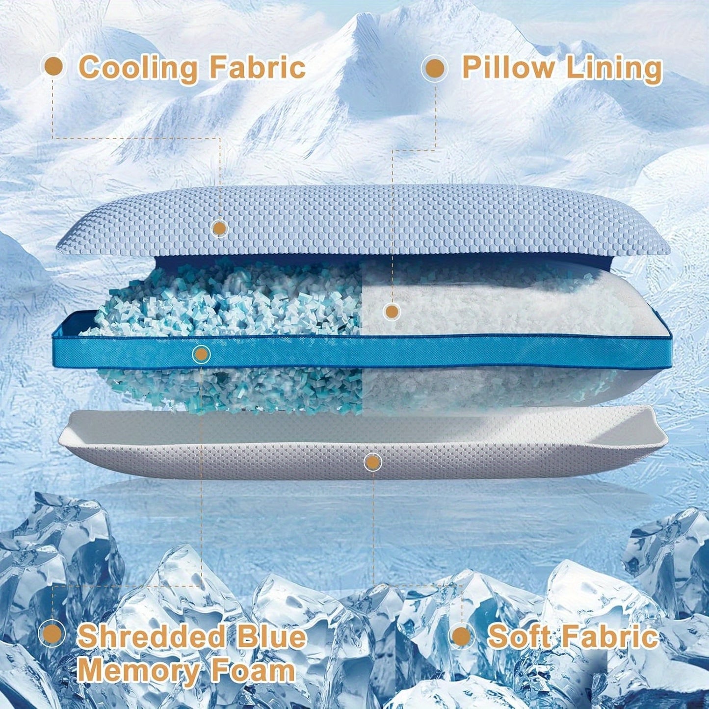 Cooling Body Pillow for Adults, Adjustable Extra Long Pillow for Bed, Shredded Memory Foam Full Body Pillows (20x54 Inch)