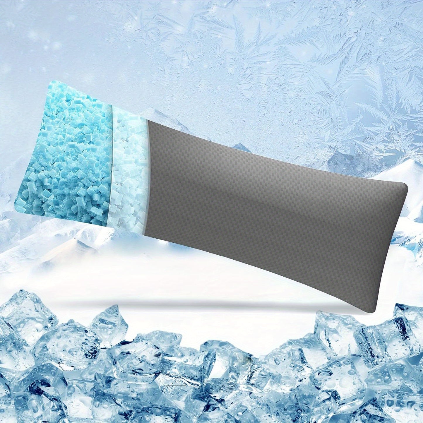 Cooling Body Pillow for Adults- Pillow Insert with Shredded Blue with Washable Pillowcase (20x54 Inch)