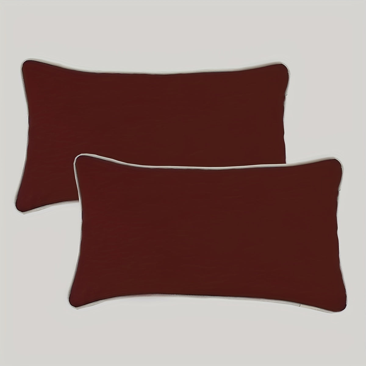 2pcs Beige And Blue Lumber Pillow Outdoor High Quality And -proof Rectangular Pillow, White and Black Edge Cording Waist Pillow for Chair, Couch, Bed, Car 20*11 Inch(2pcs, Cover with Filler)
