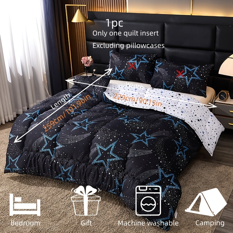 1pc Sci-Fi Starry Sky Pattern Polyester Fiber High-Elastic Filling Polyester Material Super Soft Skin-Friendly Dark Curve Full-Directional Quilting Suitable for Bed Sofa Camping All-Season Can Be Used in Bedroom Guest Room Dormitory Use-All-Season D