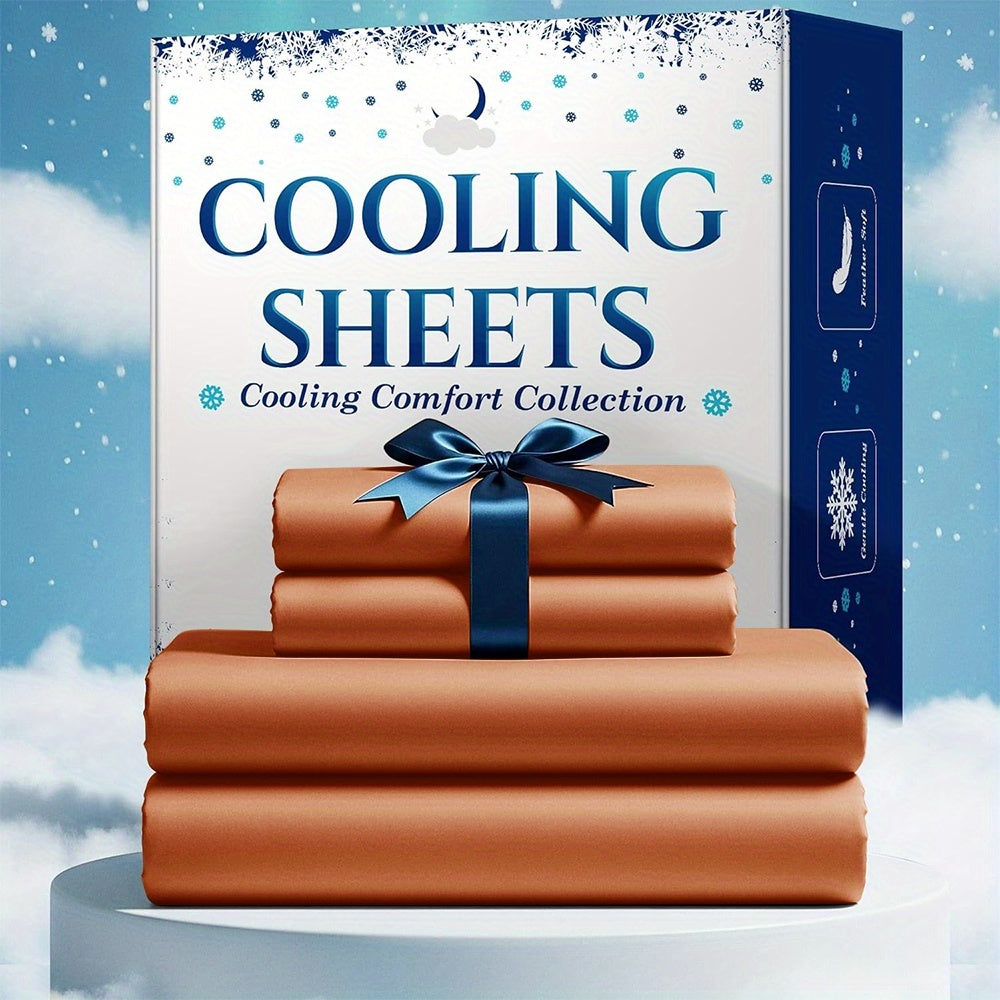 4pcs Cooling Bamboo Bed Sheet Set, Kids 4000 TC Extra Deep Pocket 20 Inch Bed Sheet, Luxury Soft Hotel & Cooling Sheet Set For Hot Sleepers, Wrinkle & Shrink Resistant, Fitted Sheet+Flat Sheet+Pillowcases, Twin/ Full/ Queen/ King, Best Summer Choice