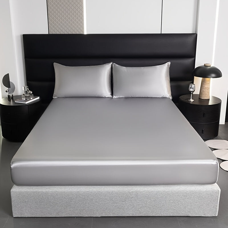 1 Luxurious Solid Satin Sheet for Soft and Comfortable Bedding - Ideal for Bedrooms and Guest Rooms