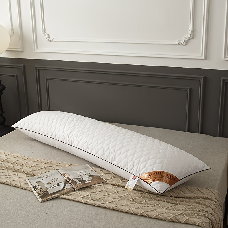 1pc Long Embroidered Pillow | Soft Polyester Filling, Classic Style, Zipper Closure, Suitable for Adults and Pregnant Women, Ideal for Comfortable Sleeping and Neck Protection