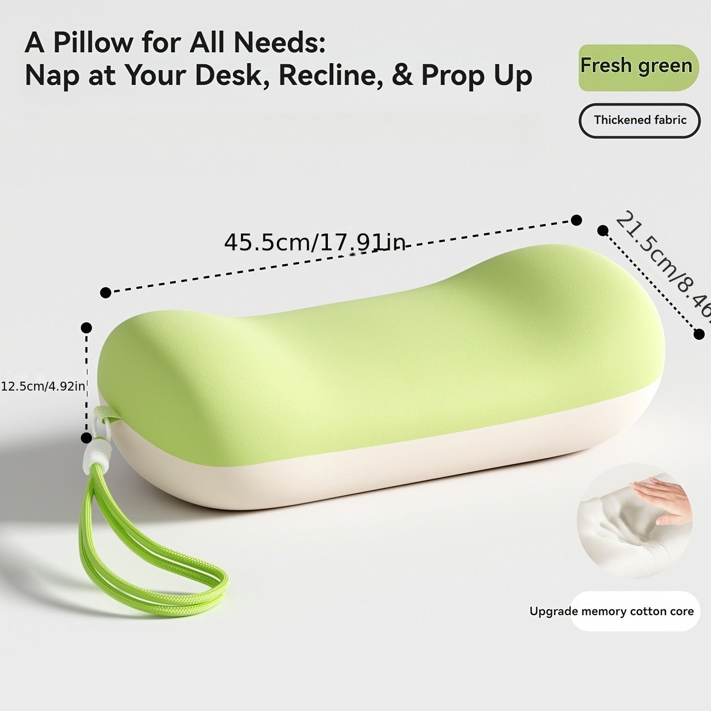 ELHIVE Cooling Memory Foam Nap Pillow for Office Desk, Ergonomic Face Down Pillow for Sleeping, No Numb Arms Design, Multi-functional Lumbar Support Cushion for Back & Waist, Portable Travel Pillow