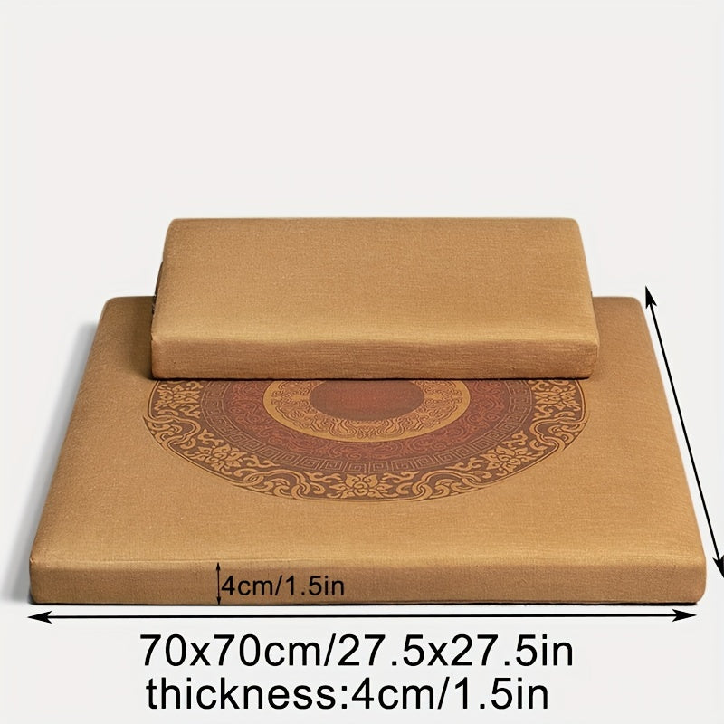 Traditional Japanese Tatami Floor Meditation Cushion - Machine Washable 32-Density Foam with Intricate Floral Pattern, Multi-Use for Yoga, Prayer & Home Decor, Meditation Accessories, Yoga Seating, Artistic Design, Zipper Closure