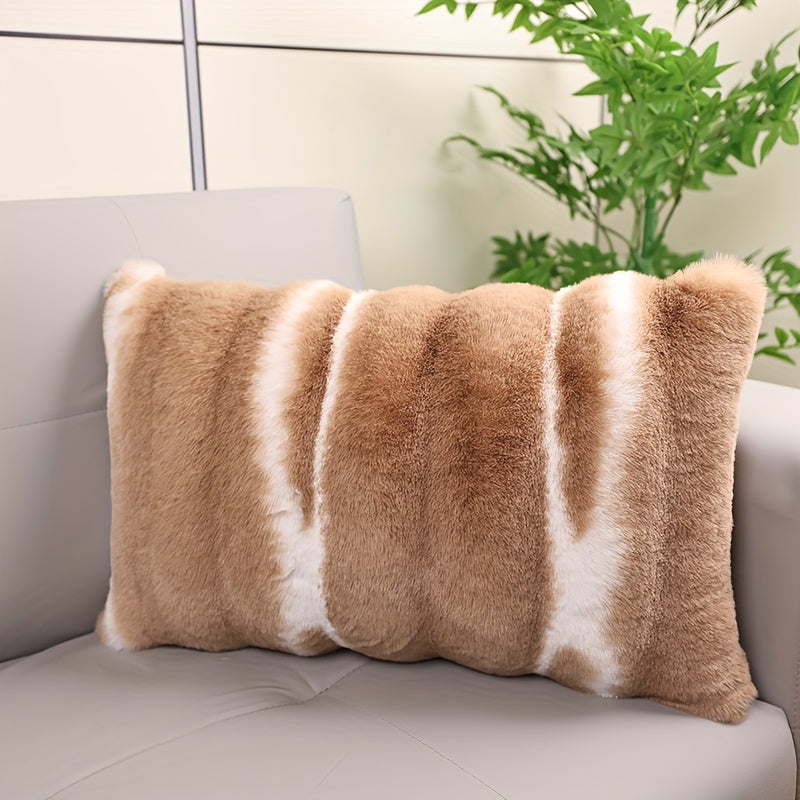 Soft Plush Throw Pillow with Zipper Closure, Rainbow Striped Design, Acrylic Fabric, Multi-Purpose Decorative Cushion for Bedroom or Living Room, Machine Washable, Polyester Fiber Filling, Decorative Pillows