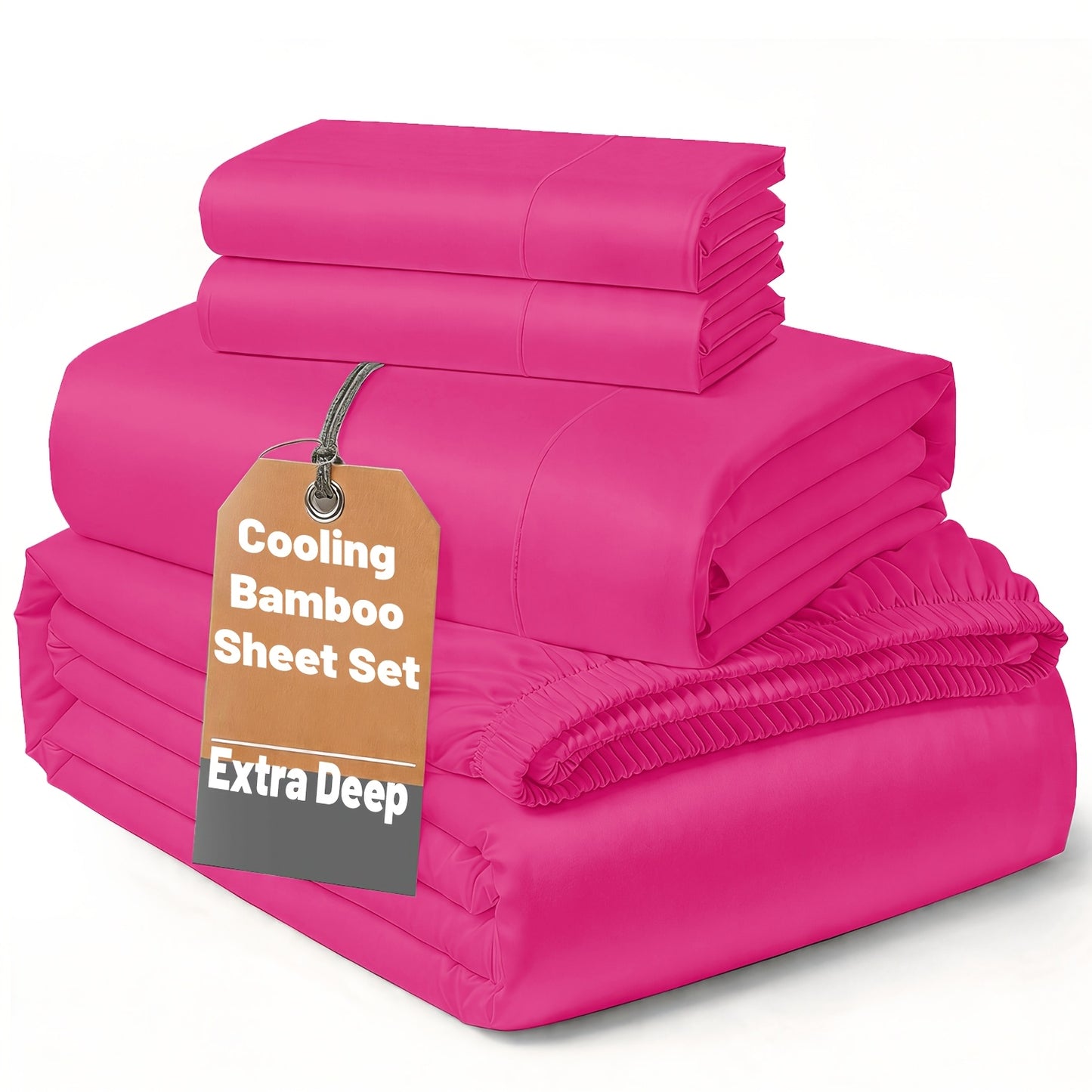 SASTTIE 2400TC Extra Deep Bamboo Cooling Bedding, Breathable & Cooling Hotel Luxury Bed Sheets Set For Child, Easy & Secure Fit - Soft, Wrinkle Free & Comfy Kids Sheet With 15" Deep Pocket, Ultra-Soft & Machine Washable Bedding, Kids Room Decor