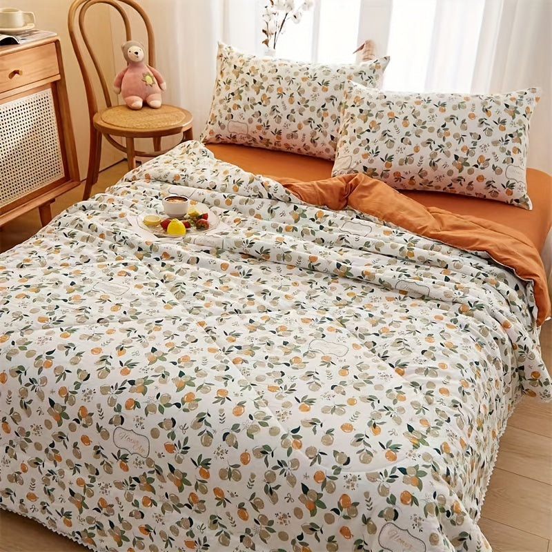 1pc with Cherry Patterns, Made of Skin-friendly and Super Soft Fabric, Suitable for Use in Summer, in Living Rooms and Bedrooms. It's a Gift - a Summer Cool Quilt.
