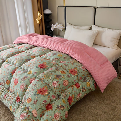 1pc Warm Quilt Core with Floral And Vine Patterns, Made of Skin-Friendly And Warm Bumpy Velvet. Suitable for Autumn And Winter Season Gifting