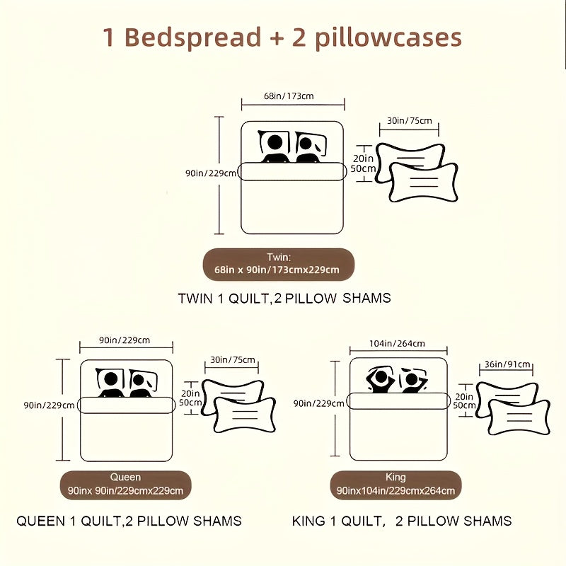 [Sweet Pink Quilted Bedding] 3pcs Sweet Pink Quilted Bedding, Floral Patchwork Style Print, Includes 1pc Bed Cover And 2pcs Pillowcases, Machine Washable, All-Season Use, Soft Breathable Comfortable Bedroom Dorm Decor Bedding