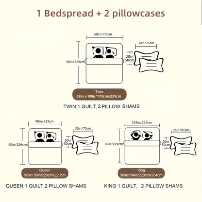 [Sweet Pink Quilted Bedding] 3pcs Sweet Pink Quilted Bedding, Floral Patchwork Style Print, Includes 1pc Bed Cover And 2pcs Pillowcases, Machine Washable, All-Season Use, Soft Breathable Comfortable Bedroom Dorm Decor Bedding