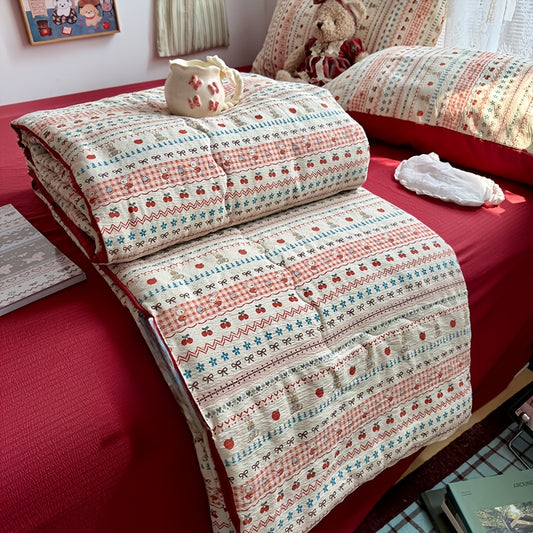1pc, Bohemian Style Single Summer Quilt (Pillow Core And Pillowcase Not Included), Soft And Smooth Texture, Skin-Friendly And Comfortable, Breathable And Cool, Machine Washable, Suitable for Bedroom Decoration, Travel, Camping