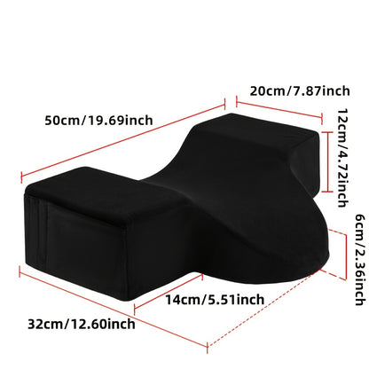 Eyelash Extension Pillow - Eyelash Pillow, Neck and Back Support, Ergonomic Eyelash Bed Pillow, Super-soft Velour Pillowcase, Pockets on Both Sides