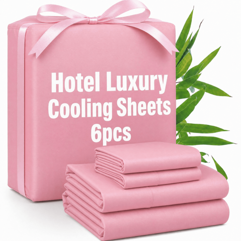 Queen Size Cooling Sheet Set for Kids & Dorm & Home & RVs, 6pcs Bedding Sets WithTop Sheet & Fitted Sheet & Sheets & Pillowcase & Sham Twin/Twinx/ Full/Queen/King Size, Durable & Long-Lasting, Easy Care, 16' Extra Deep Pocket, Father's Day Gift
