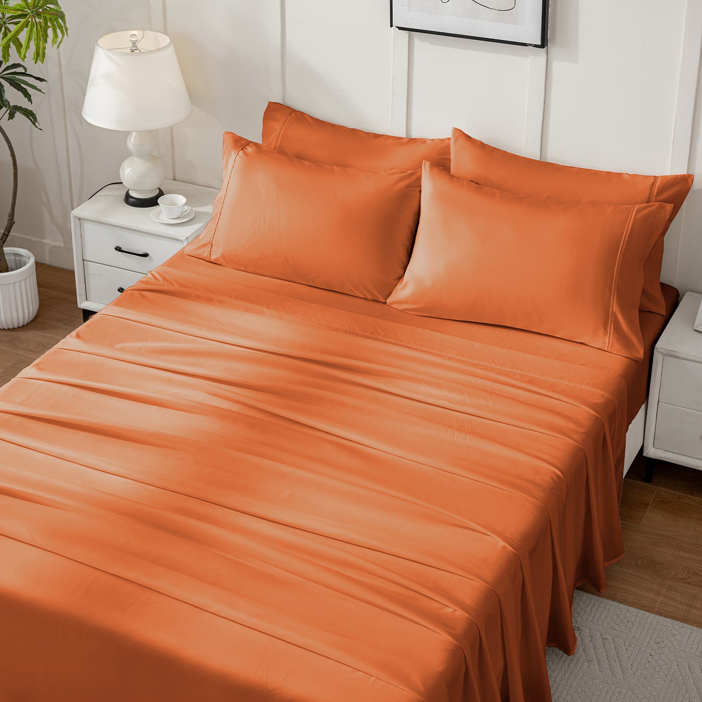4/6-Piece Luxury Sheet Set - Breathable & Cooling Sheets - Hotel Luxury Bed Sheets Set - Easy & Secure Fit - Soft, Wrinkle Free & Comfy Sheets Set - Sheet Set with Extra Deep Pockets-4PC Random Color
