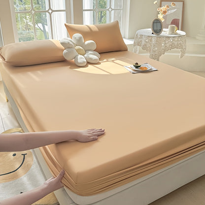 1 Easy Solid Color Bed Sheet, Without Pillowcases - Household Mattress Protector, Hotel Mattress Dust Cover, 360-Degree Full Coverage, Non-Slip, Made of Easy-Care Material, Comfortable And Durable, Suitable for All Seasons