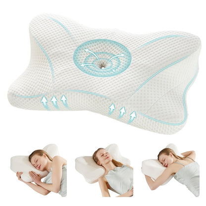 Cervical Neck Pillow, Ergonomic Contour Neck Pillows for Neck Relief, Cotton Orthopedic Bed Pillow for Side Back Stomach Sleeper, Neck Pillow with Cooling Pillowcase