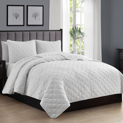 2/3pcs Diamond Quilt Set, All-season Bedding Set-Includes Quilt and Shams, Soft, Hypoallergenic, Breathable, Machine Washable, Wrinkle Free, Fade Resistant, Shrink Resistant