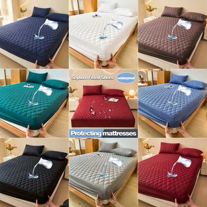 1pc Premium Ultra Soft Quilted Fitted Sheet, Liquid Resistant, Solid Color Mattress Protector, All Season for Bedroom Hotel Dorm Single And Double Beds (No Pillowcases)