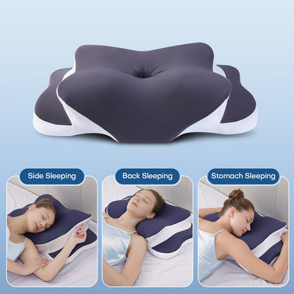 2-Height Adjustable Butterfly Neck Pillow - Super Breathable Cooling Fabric, Cervical Support for All Sleeping Positions, Deep Gray - Ideal Gift for Adults, Neck Pillow for Sleeping, Comfortable Sleep Aid