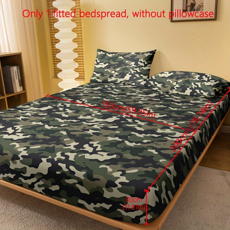 1pc Brushed Fitted Sheet, Soft Comfortable Geometric Pattern Bedding Fitted Sheet, for Bedroom, Guest Room, with Deep Pocket, Fitted Bed Sheet Only, Without Pillowcase