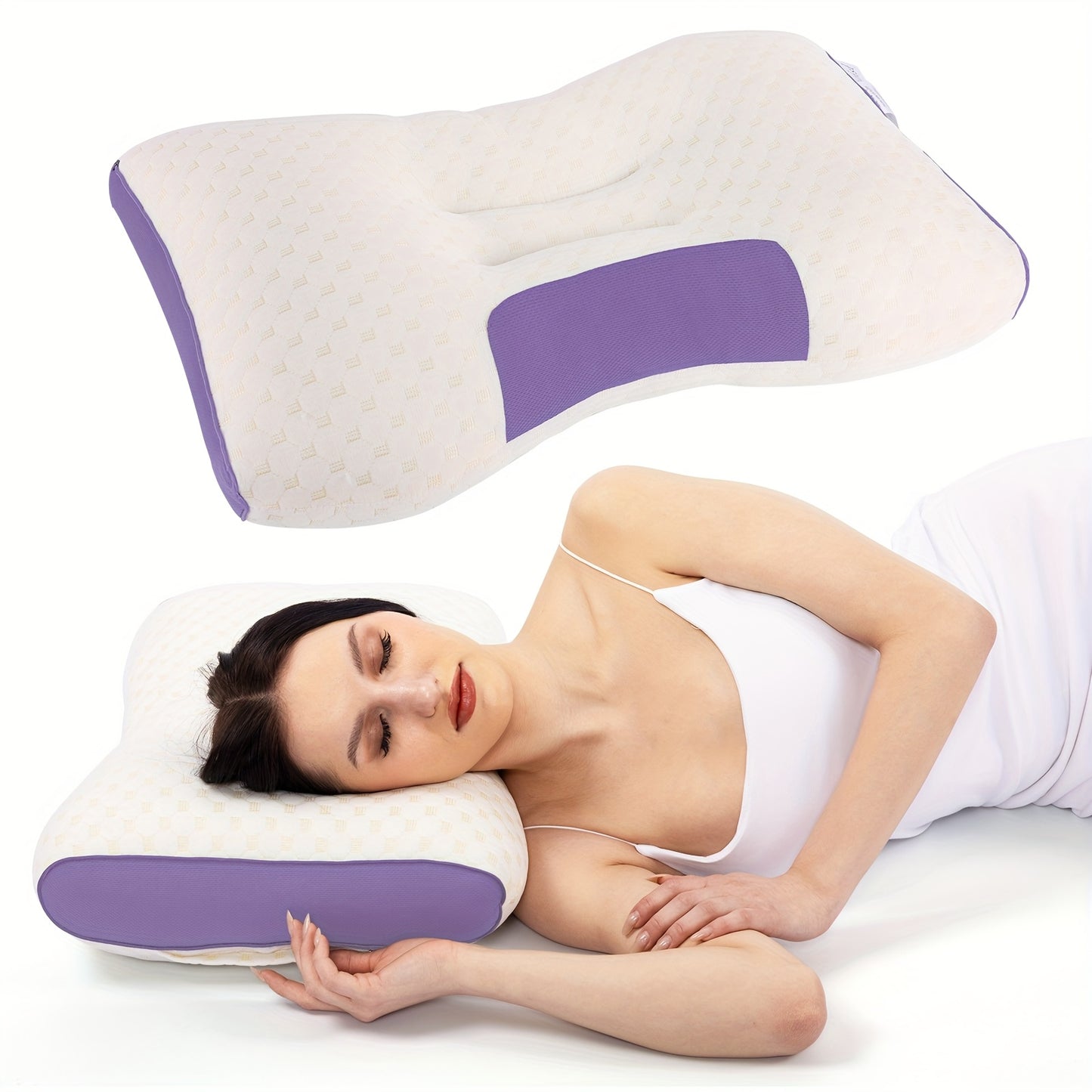 2-Pack Premium All-Season Neck Support Pillows, Breathable Sweat-Resistant Fabric, Ergonomic Contour for Side And Back Sleepers, Durable Non-Sag Core, Ideal for Bedroom, Living Room And Bedding Use