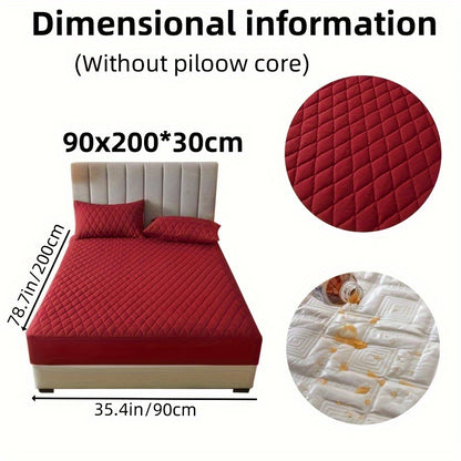 2/3pcs Two-Piece/Three-Piece Multi-Color Waterproof Fitted Sheet Set Waterproof Mattress Protector Fitted Sheet and Pillowcase Set Anti-slip Full Cover Protection Cover