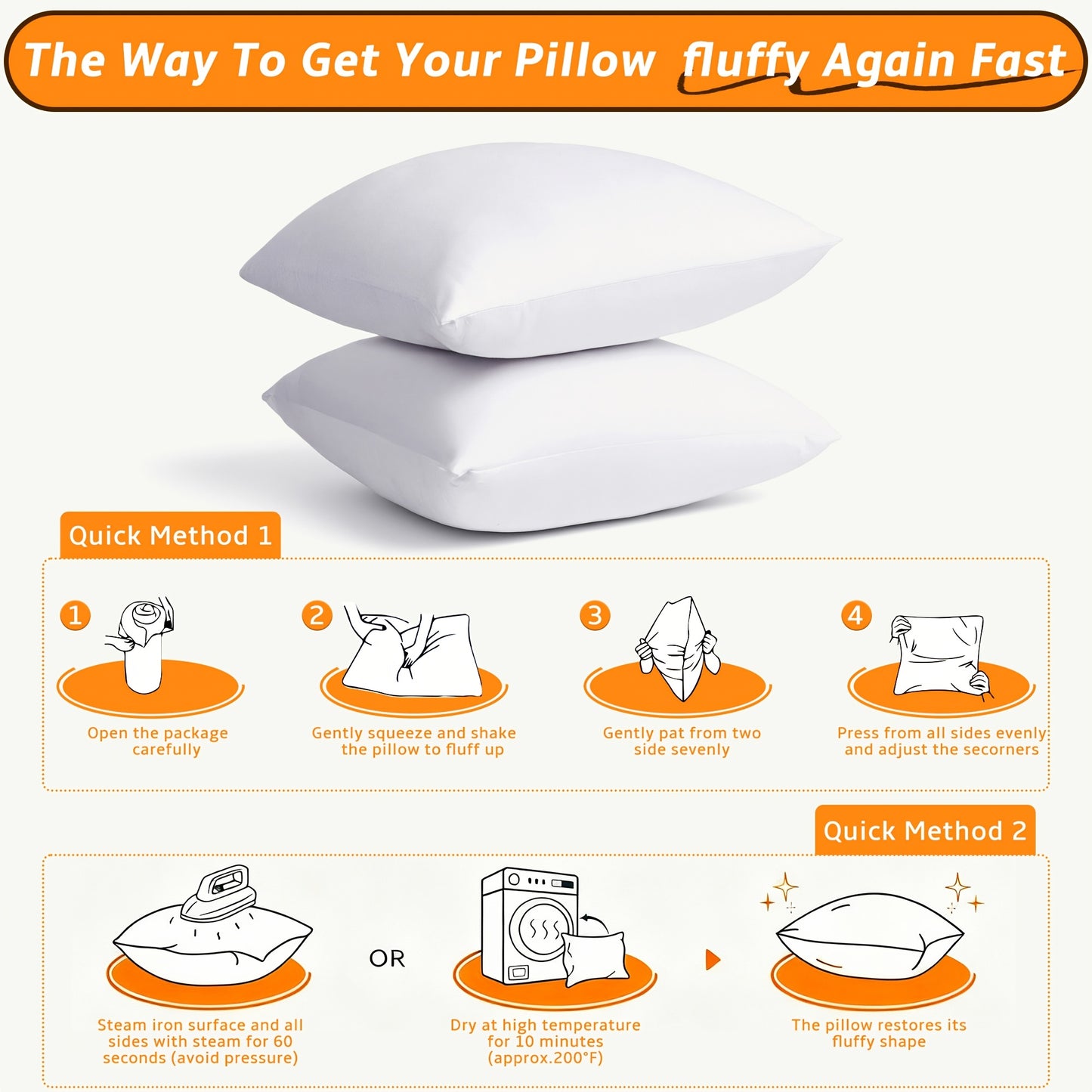 Throw Pillows Insert (Pack of 2, White) - 16 X16/18 X 18/20 X 20/22 X22 Inches Bed and Couch Pillows - Indoor Decorative Pillow