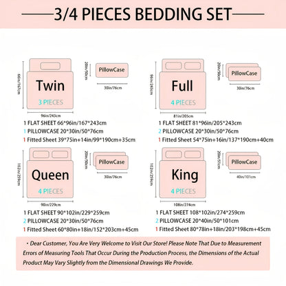 4pcs Pink & Blue Marble Geometric Bed Sheet Set, Deep Pocket Fitted Sheet, Soft Y Microfiber Bedding, Hotel Grade Skin-Friendly, Wrinkle & Shrink Resistant, Breathable & Cooling, Optional Sizes: 3pcs for Twin/ 4pcs for Full, Queen, King Sizes