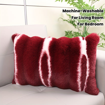 Soft Plush Throw Pillow with Zipper Closure, Rainbow Striped Design, Acrylic Fabric, Multi-Purpose Decorative Cushion for Bedroom or Living Room, Machine Washable, Polyester Fiber Filling, Decorative Pillows