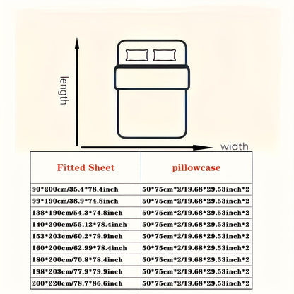 3pcs Printed Pattern Set for Bedroom/guest Room. Includes 1 Fitted Sheet and 2 Pillowcases. Does Not Include Inserts. Soft, Skin-friendly, Breathable, and Machine Washable