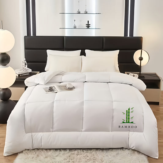 [Luxurious Bamboo Comforter] Single Piece of Bamboo Fiber Comforter Suitable for All Seasons - a Thick Quilt Featuring a Bamboo Design (Without The Comforter Layer), Available in Multiple Sizes for Travel And Hotel Use - a Luxurious Bedspread Gift