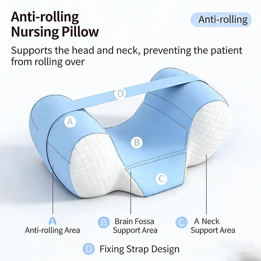 Ergonomic Anti-neck-roll Side Sleeper and Back Sleeper Pillow, Smooth Ice-sense Fabric Cervical Support Pillow, Sleep Massage Pillow, Withable Machine Washable Pillowcase, to Help You Sleep Comfortably and Conveniently