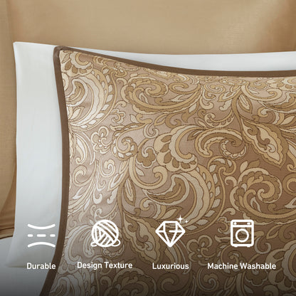 local warehouse 8 Piece Bedding Set with Lustrous Jacquard Paisley Pattern and Matching Bed Sheet, All-Season Down Alternative Comforter Set