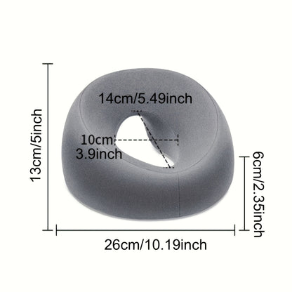 1pc Ergonomic Face Pillow with Memory Foam - Removable Washable Cover, Zipper Closure, Hollow Hole Design  - All-Season Comfort for Home, Spa & Sleep - Gray, Neck Support Pillow