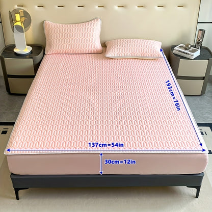 1pc Cooling And Stretchy Bed Sheet - Soft Non-Slip Polyester, Breathable Moisture-Wicking, Lightweight And Comfortable for All-Night Sleep, Machine Washable, Fits Standard Mattress Sizes, Bedding Additions, Elegant Bedding, Smooth Texture