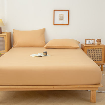 A Solid-color Fitted Sheet Without Pillowcases, a Soft and Comfortable Bedding Mattress Protector with a Non-slip Cover, Suitable for Bedrooms and Guest Rooms. Fitted Sheet Only