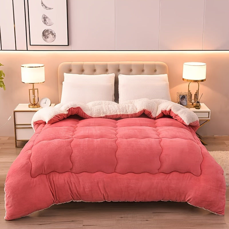 Luxurious Double-Sided Milk Fleece Winter Comforter - Thick, Warm & Cozy for Home Use, Machine Washable