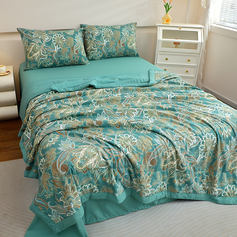 1pc Cooling Bedspread - All-Season Lightweight Summer Comforter with Cooling Beige Bed Cover, Machine Washable Filling for Queen/King Size Beds, Elegant for Hot Sleepers