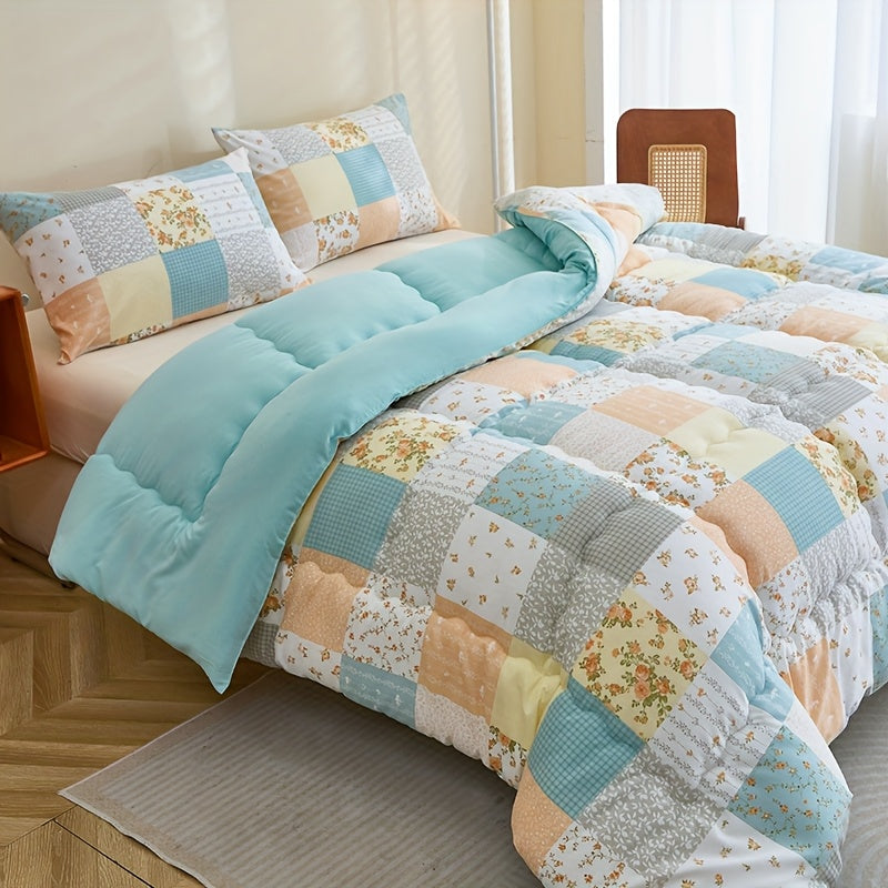 [Bohemian Comforter Set] 3pcs Set with Bohemian Style Pattern, Simple AB-Version Color Blocking Technique, Reactive Printing on Ultra-Soft Skin-Friendly Fabric, Suitable for Bedrooms, Guest Rooms, and Travel Gifts - Thick Comforter Set