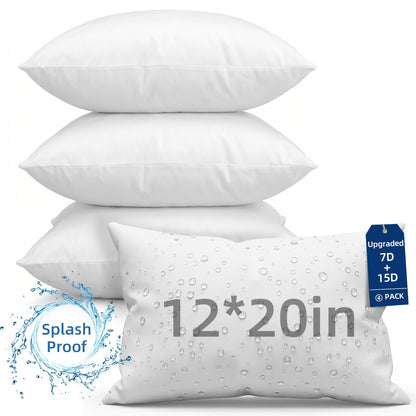 4pcs 18×18/20X20/12X20 in Pillow Inserts, Large Throw Pillows Insert, High Quality Couch Pillows, Square Pillow for Patio, Furniture, Bed, Living Room, Garden, White
