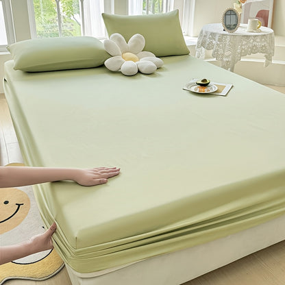 1 Easy Solid Color Bed Sheet, Without Pillowcases - Household Mattress Protector, Hotel Mattress Dust Cover, 360-Degree Full Coverage, Non-Slip, Made of Easy-Care Material, Comfortable And Durable, Suitable for All Seasons