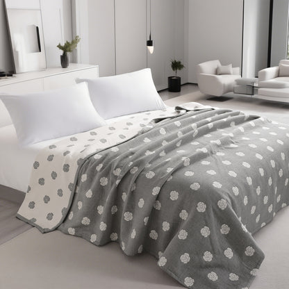 3 Layers Egyptian Cotton Muslin Bed Blanket, Breathable Yarn Dyed Quilt Perfect for Couch, Bed, Office and Travel, Perfect Lightweight Blanket for All Seasons