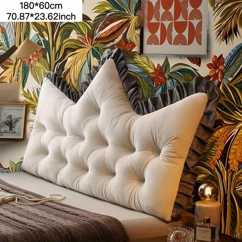 1pc Large Backrest Pillow, Bedside Pillow for Sofa Bed, Crown Shaped Backrest Cushion Pillow, Bedroom Supplies, Home Decor, Shaped Bed Backrest Pillow with Zipper Closure, Decorative Headboard And Tatami Support Cushion for Back Sleepers