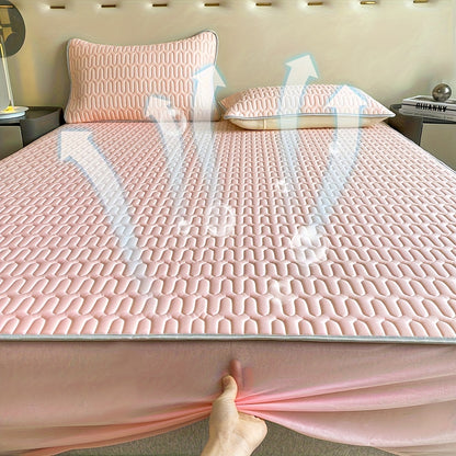 1pc Cooling And Stretchy Bed Sheet - Soft Non-Slip Polyester, Breathable Moisture-Wicking, Lightweight And Comfortable for All-Night Sleep, Machine Washable, Fits Standard Mattress Sizes, Bedding Additions, Elegant Bedding, Smooth Texture