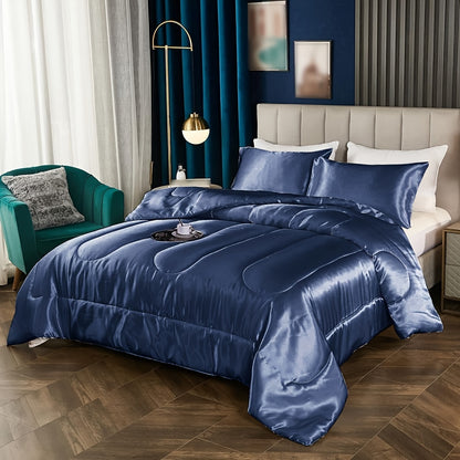 1pc Imitation Satin Comforter - Soft Lightweight Quilted Bedspread Suitable for All Seasons, Machine Washable Skin-Friendly Suitable for Bed, Sofa,, Bedding for &