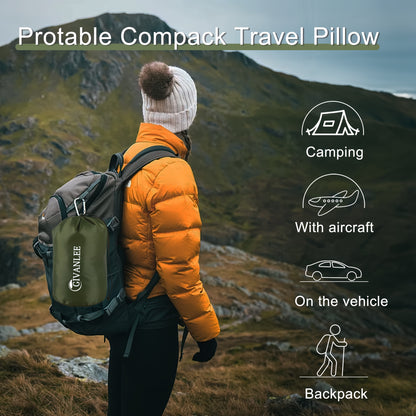 One Camping Pillow Designed for Sleep, a Compact Travel Pillow Made of Shredded Memory Foam, Which Is Packable And Comes with a Storage Bag, Ideal As a Portable Small Pillow for Camping, Backpacking, And Hiking Gear And Additions