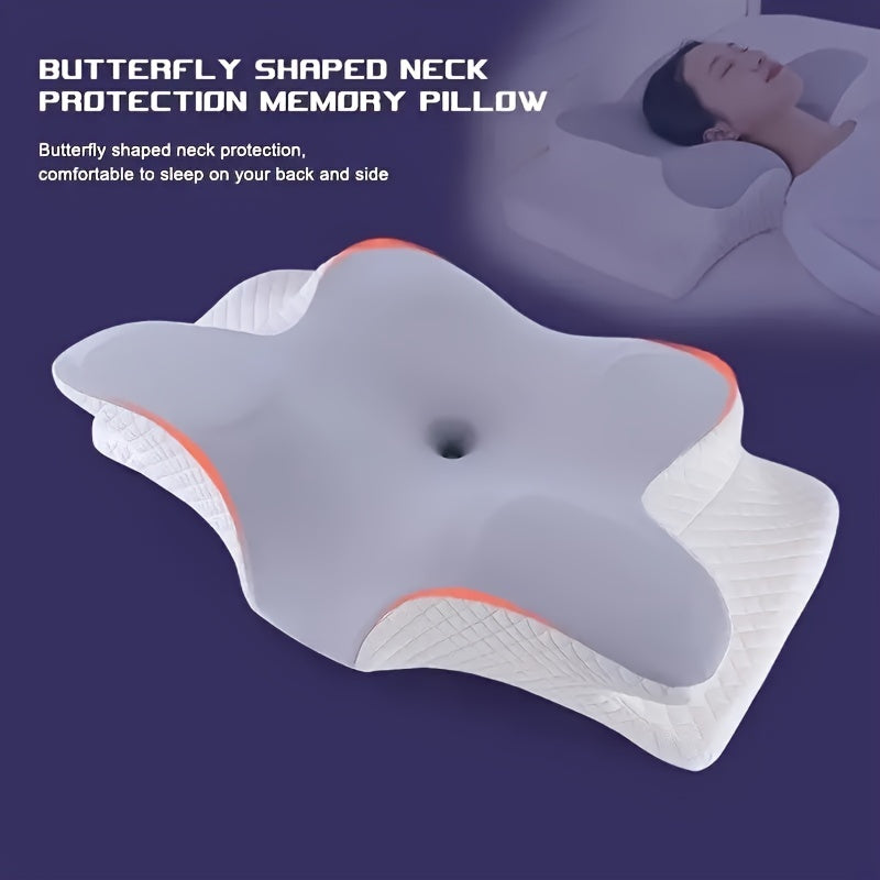 Ergonomic Neck Pillow, Cervical Support Pillow for Side Back Stomach Sleepers, Slow Rebound Neck Pillow, Breathable Pillowcase for Sleeping, Home Travel Use